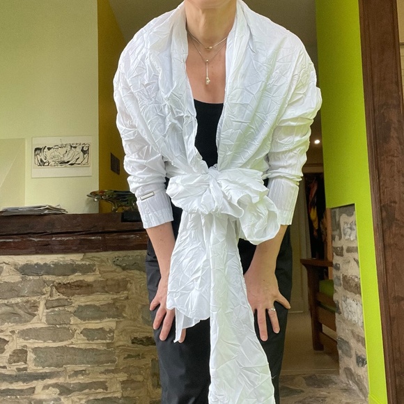 Marie Saint-Pierre designer. White versatile coverall. Light crumpled fabric. S - Picture 1 of 17